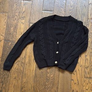 Classic Black Cable Knit Sweater